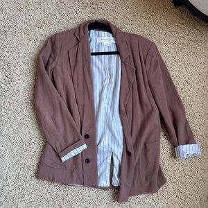 Brown Blazer with Striped Lining